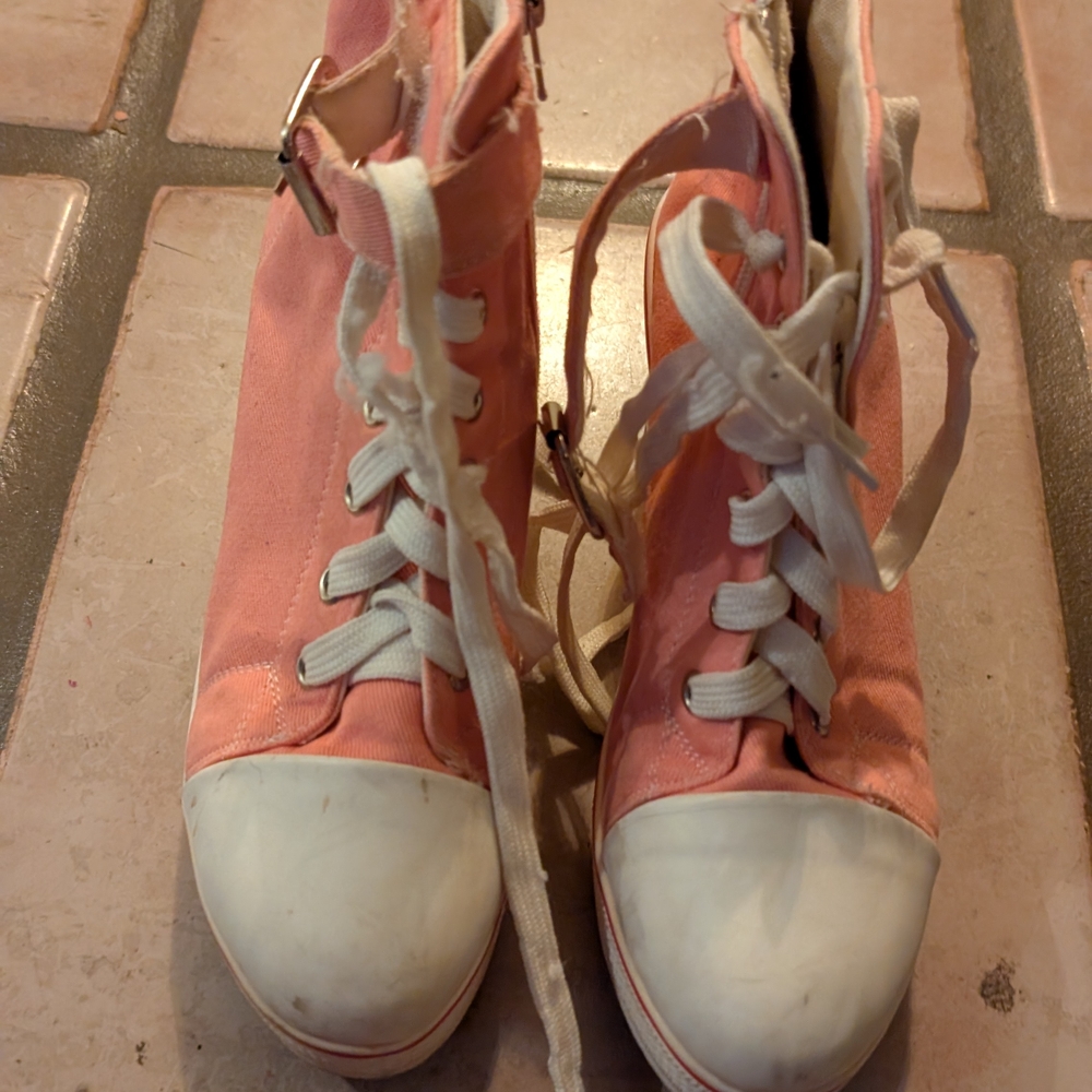 Pink High-Top Canvas Sneakers
